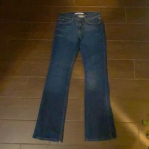Dark blue, low rise, boot cut jeans